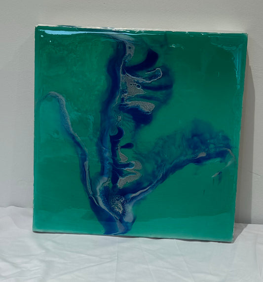 B2 turquoise day30x30 cms acrylic art would look beautiful in the write setting